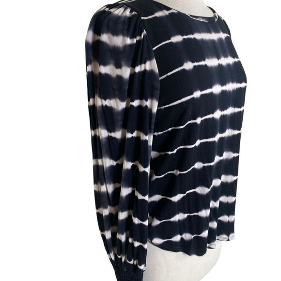 Allison Joy M long sleeve blouse black / white tie dyed striped - Picture 2 of 5